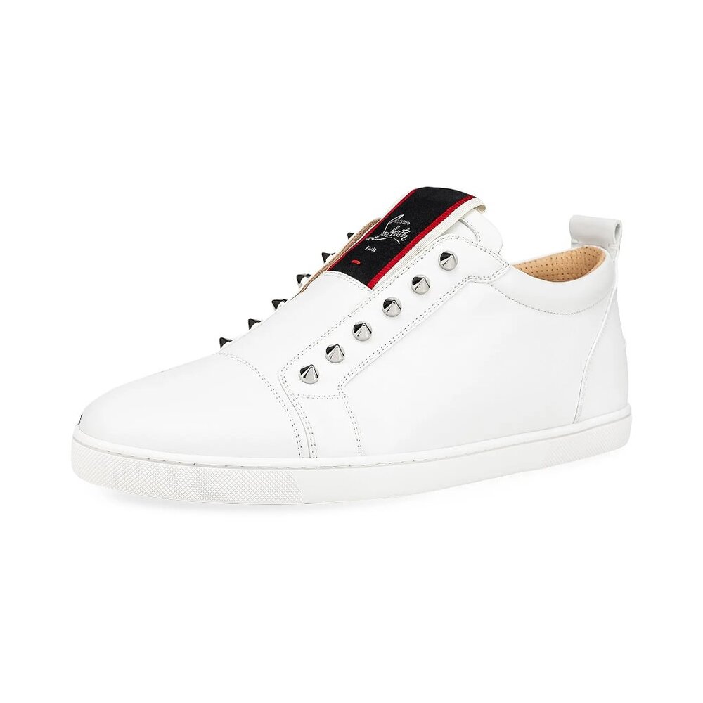 Christian Louboutin F A V Fique Vontade Spiked Leather Sneakers Flat Shoes